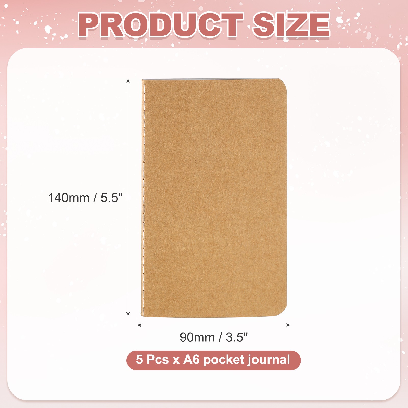 5 Pack A6 Notebook, A6 Journal Mini Notebook Pocket Kraft,Kraft Tone