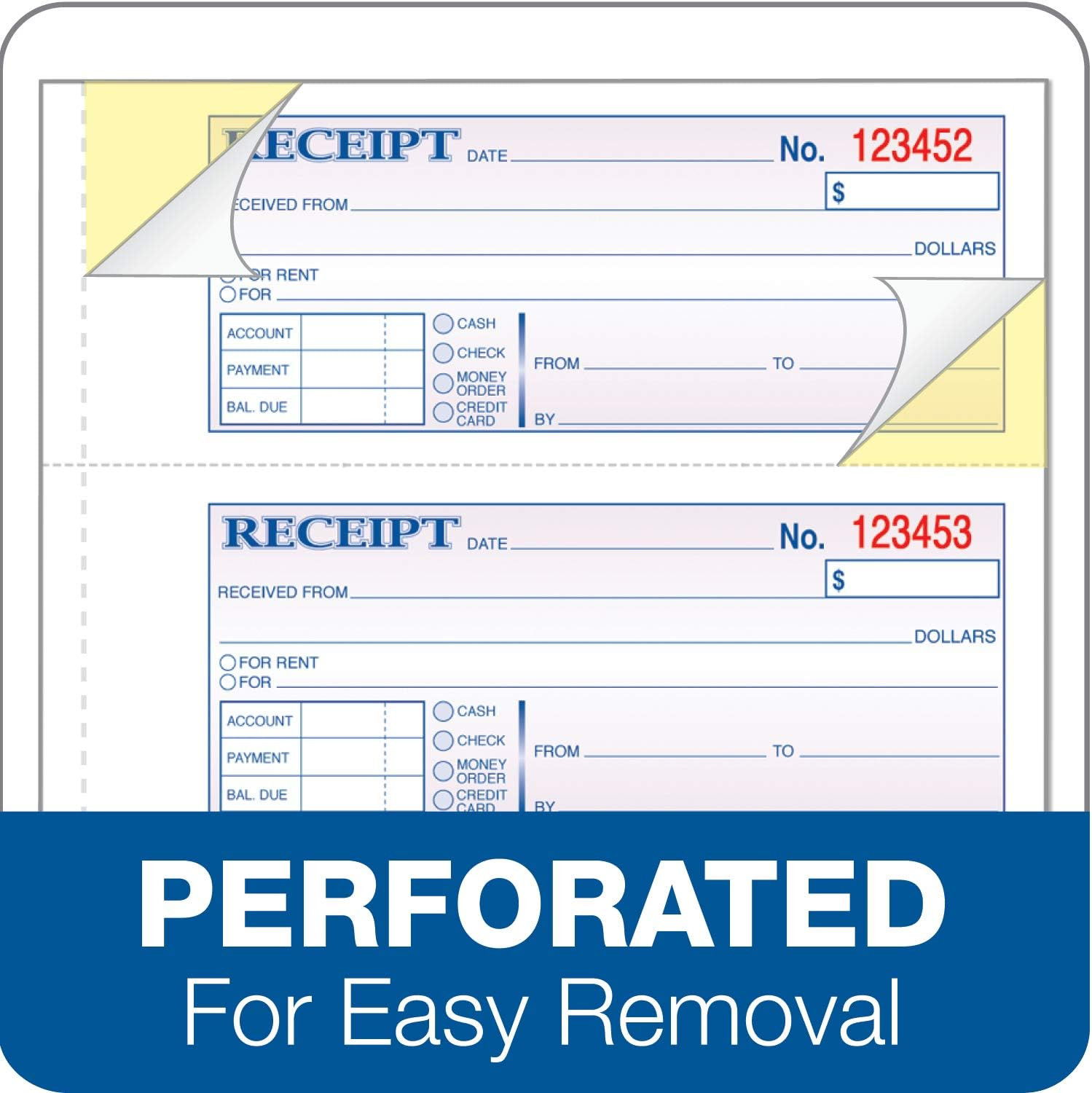 TOPS Money/Rent Receipt Book, 3-Part, Carbonless, 11 x 7-5/8 Inches, 4 Receipts/
