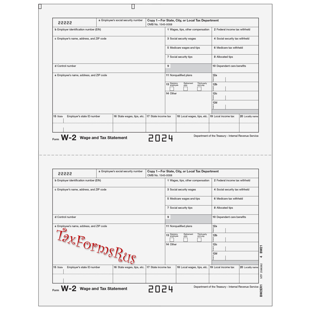 2024 IRS Tax Form W-2 Wage Stmts 25 employees LASER +(3)W3 #W2TRADS605 – NO Env