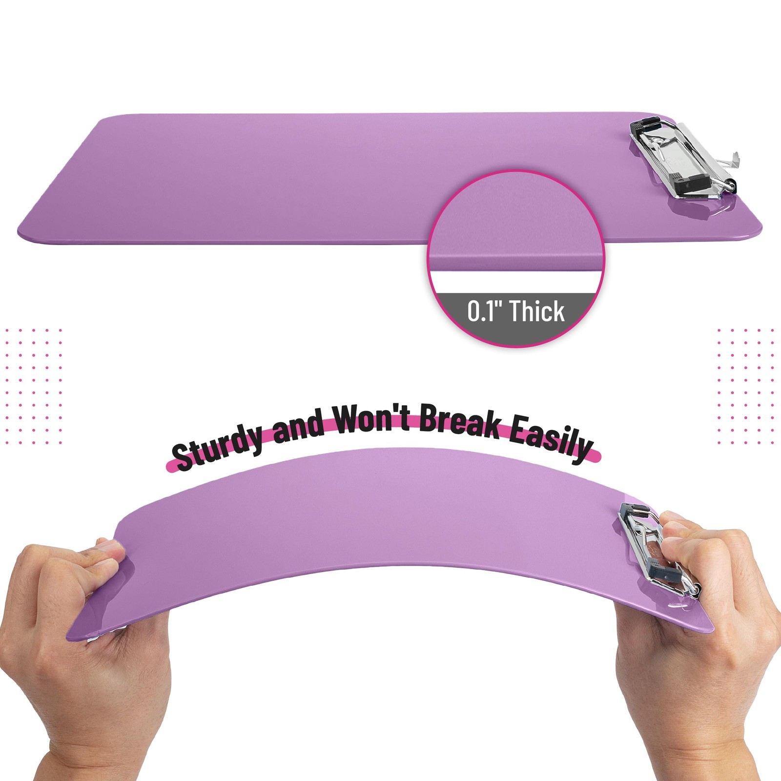 Mr. Pen- Plastic Clipboard, 12.5″ x 9″, 2 Pack Pastel Purple