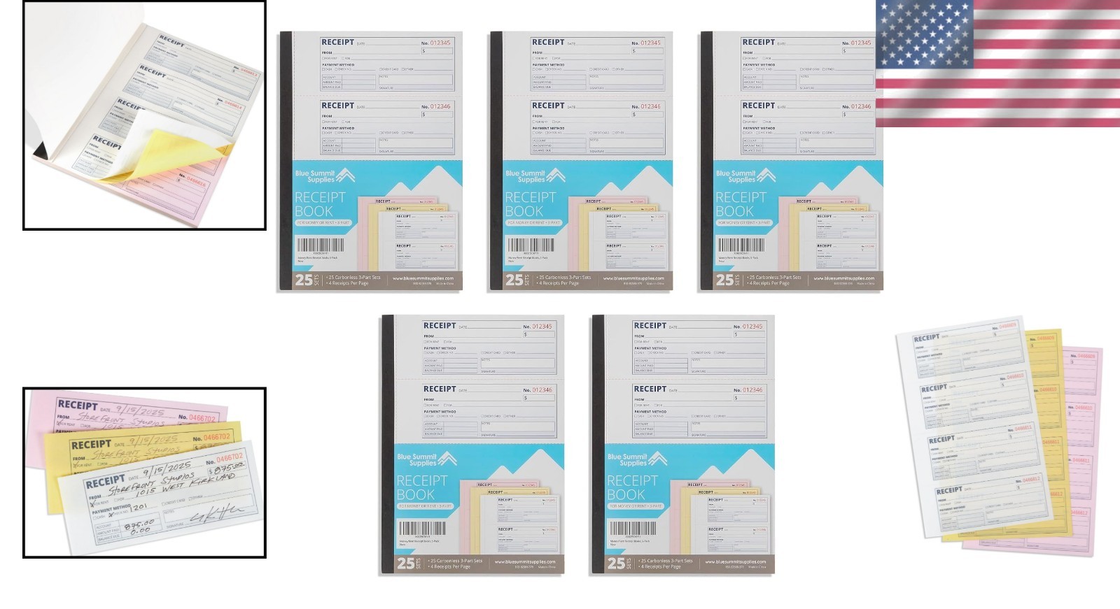 Organized Carbonless Rent Receipt Book with 500 Receipts, Perfect for Landlords