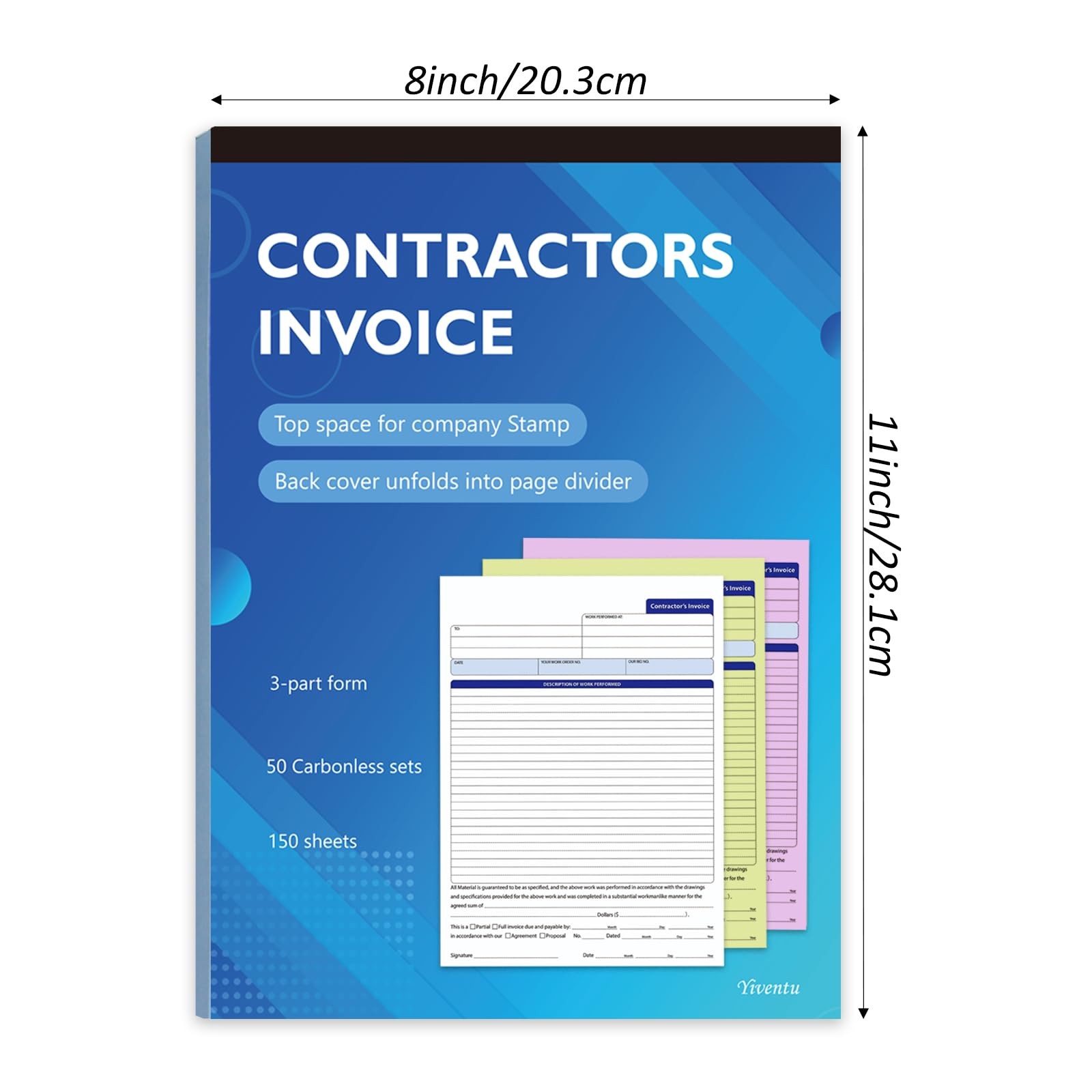 Contractor Invoice Book, 3 Part Carbonless Forms, Work Order Estimate Book wi…