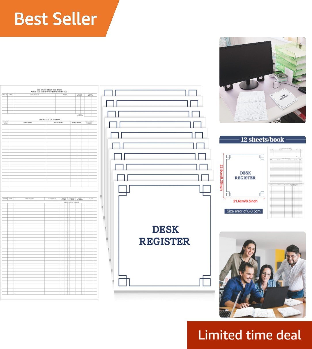 Elegant 10 Pcs Checkbook Transaction Registers – 8.5×9.25 Inch Ledger Set