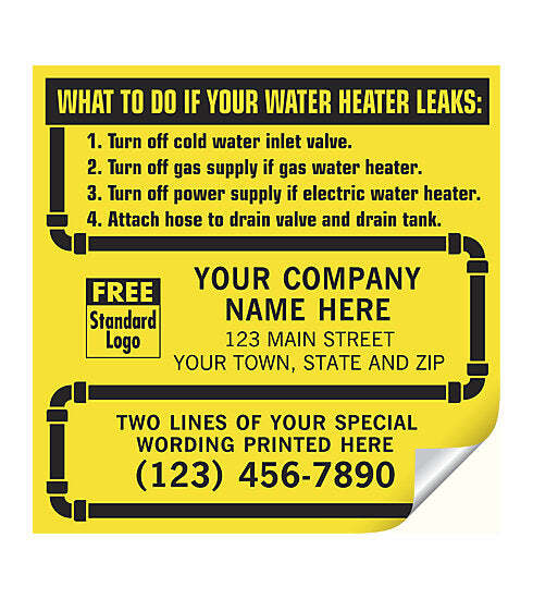 5Forms CL15 Water Heater Service Labels with Pipe Border Vinyl 5 x 5″