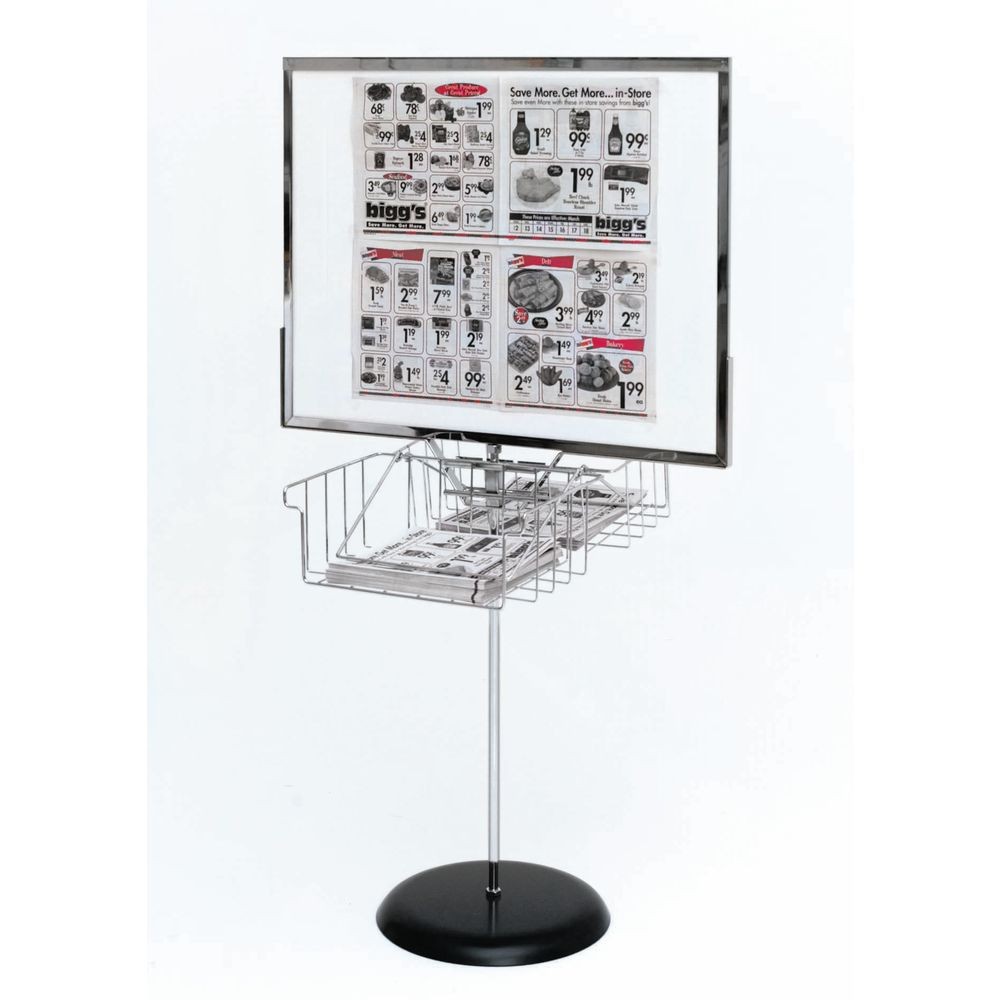 Literature Basket for Newspaper/Ad Stand Chrome -28″L x 12″W x 8″H