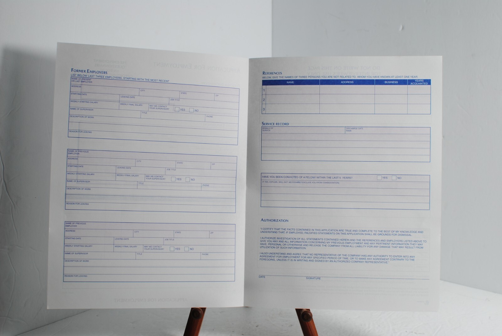 Vintage 2001 Adams 9288 Lot of 21 Application for Employment