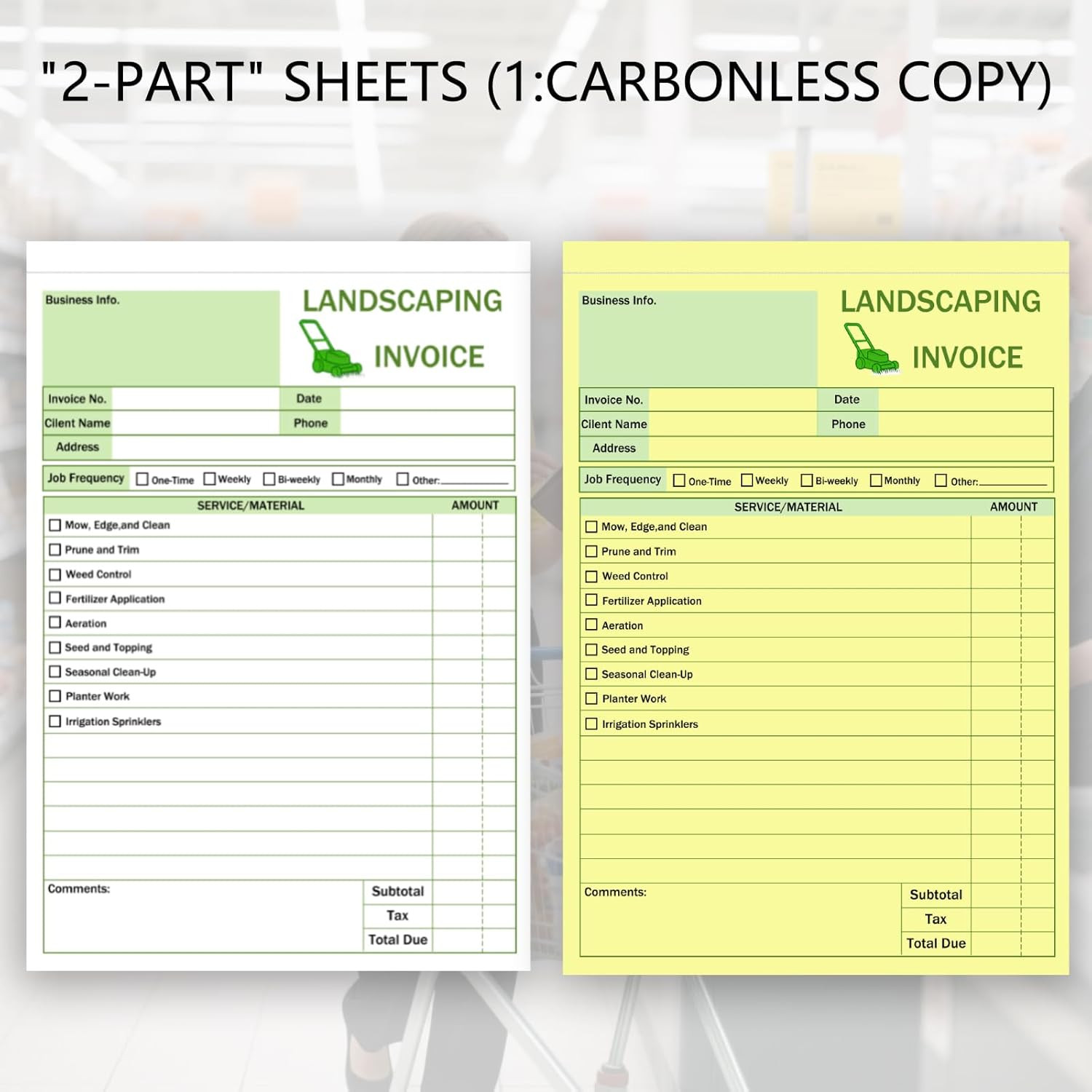 Garden Service Invoice Receipt Book, 2-Part Carbonless Landscaping Invoice Book
