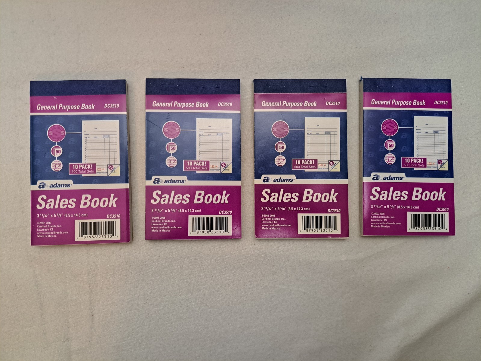 Lot of 4 – Adams General Purpose Sales Books (2 Part Carbonless) #DC3510