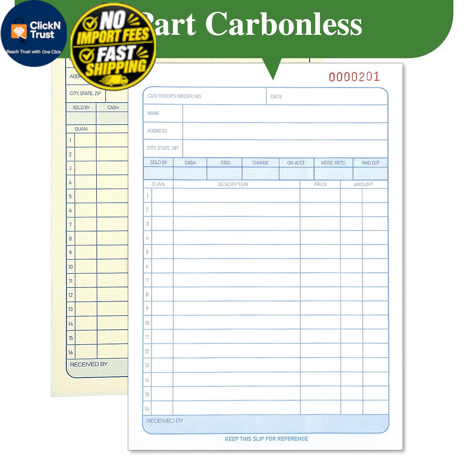 6 Pack Sales Order Book, 5-9/16 x 8-7/16″ Receipt Book with Carbon…