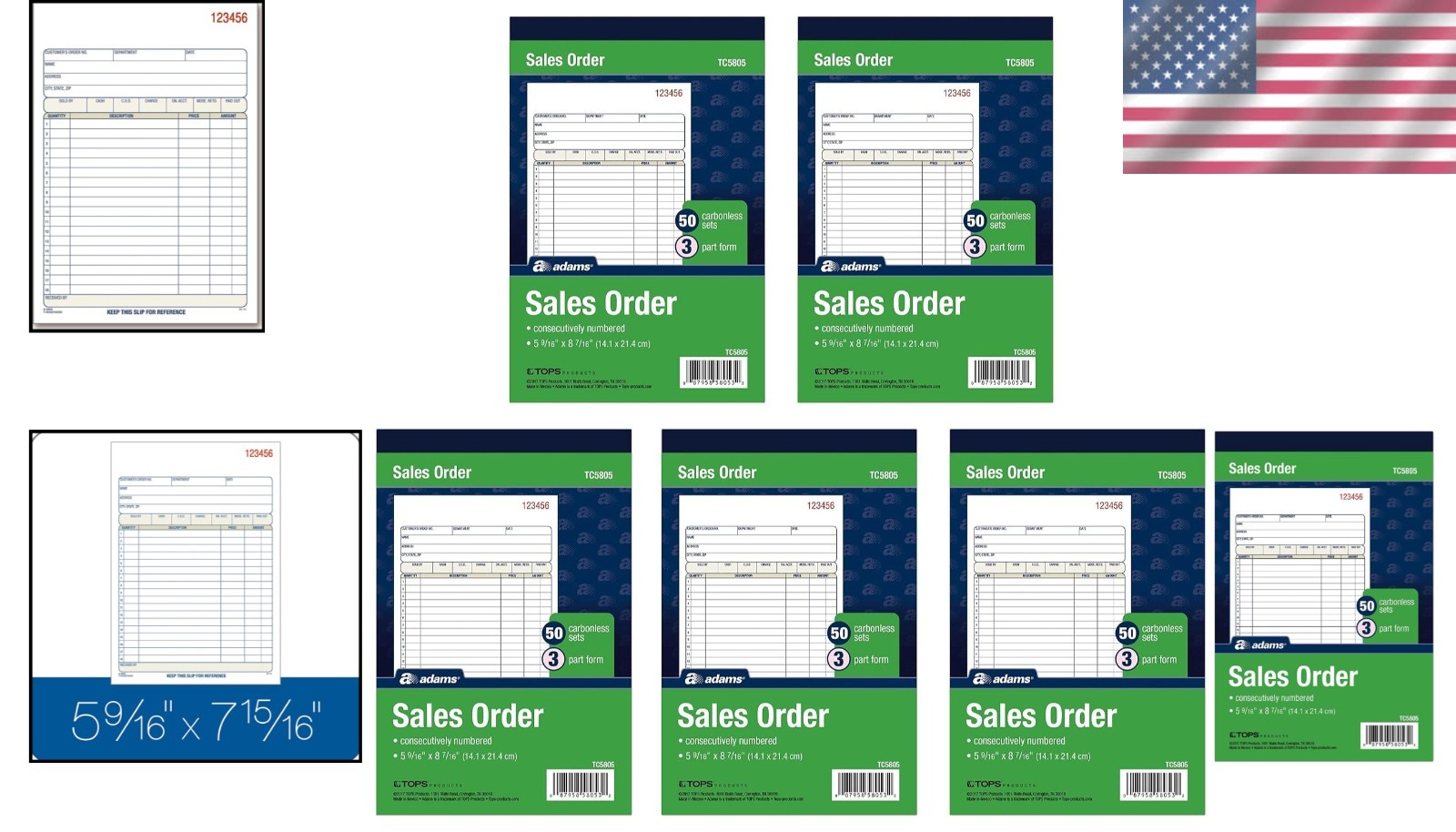 Bound Wraparound Sales Order Book, 3-Part, 250 Sets Total