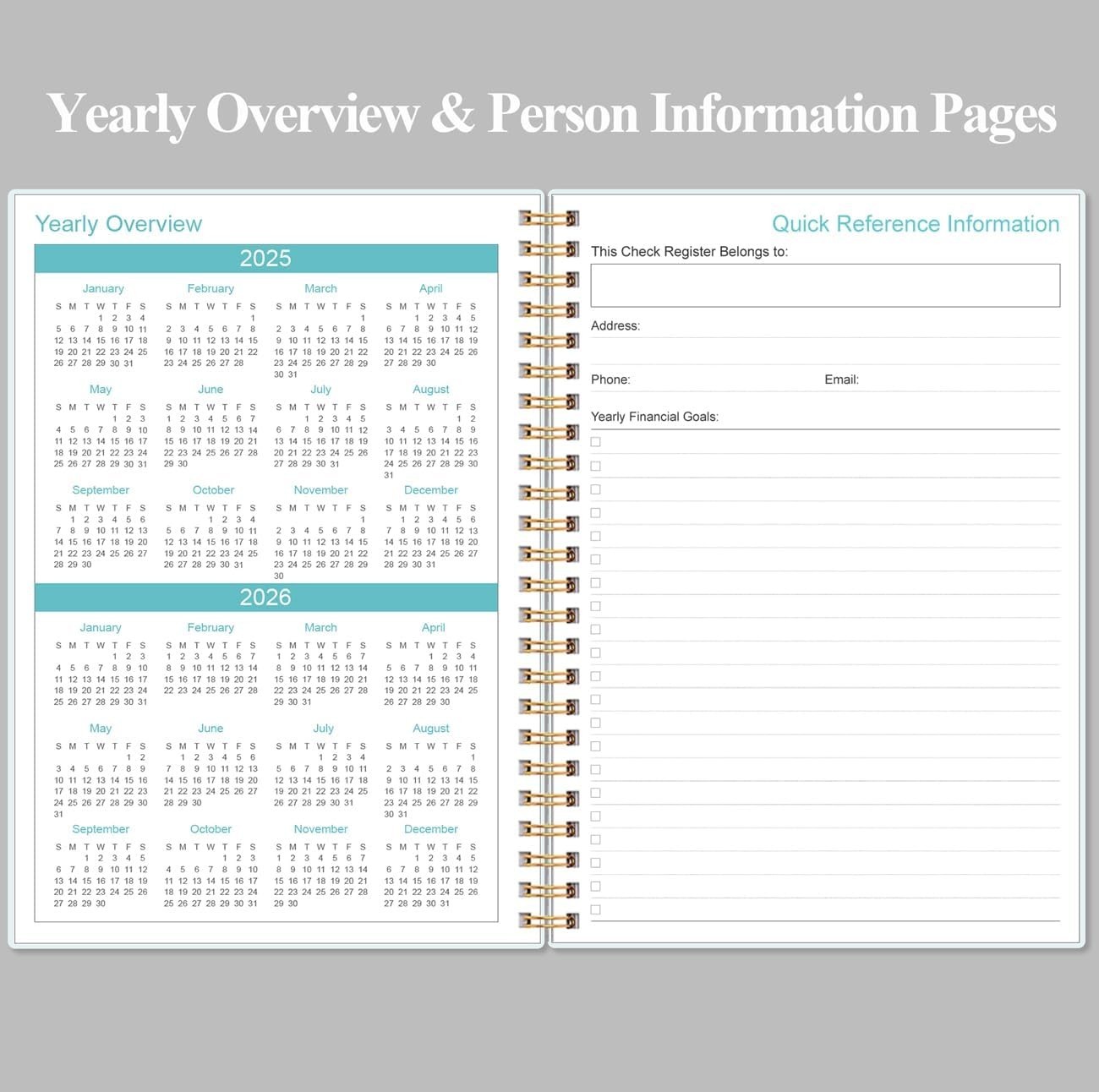 Check Register – A5 Checkbook Register for Personal Checkbook, Expense Ledger Bo