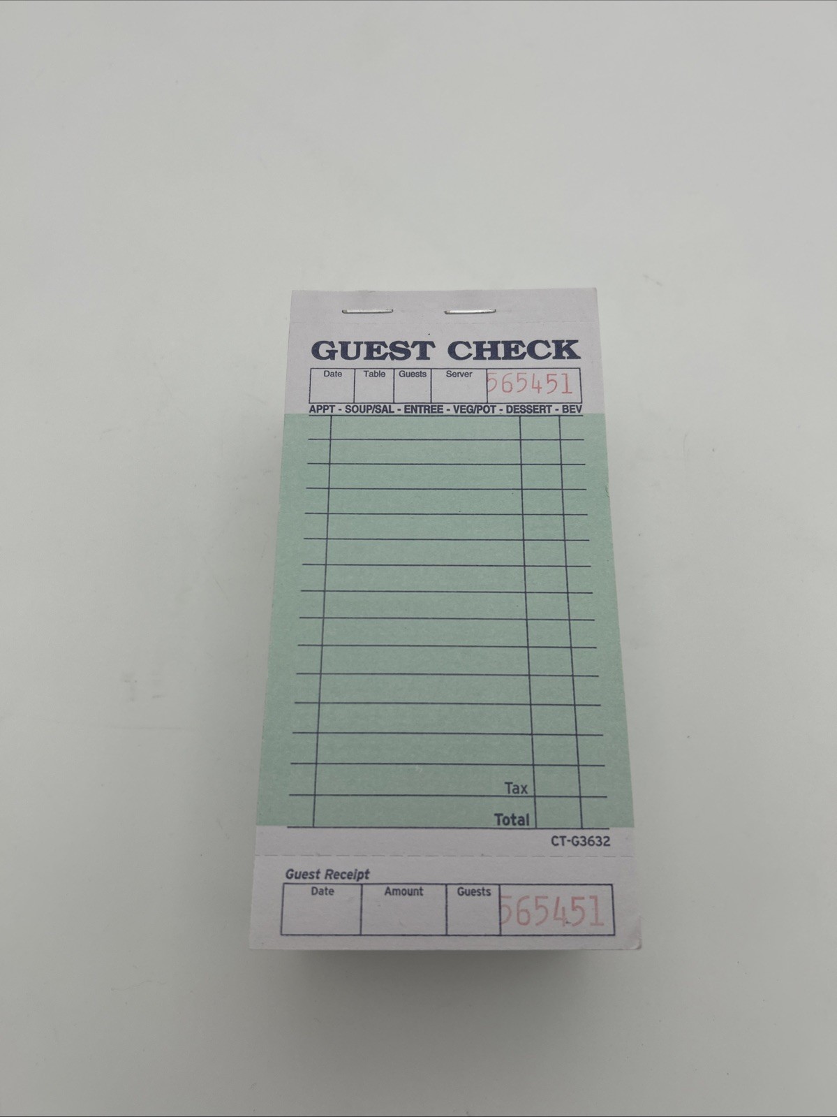 Restraunt Guest Checks 50 Tickets (Lot of 7 Pads) Single Page Card Stock