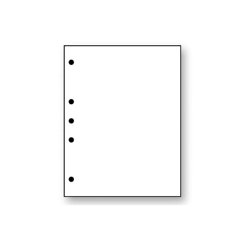 8-1/2” x 11″ Laser Cut Sheet, 20# White Stock, 5 Hole Punch Left, 5/16″