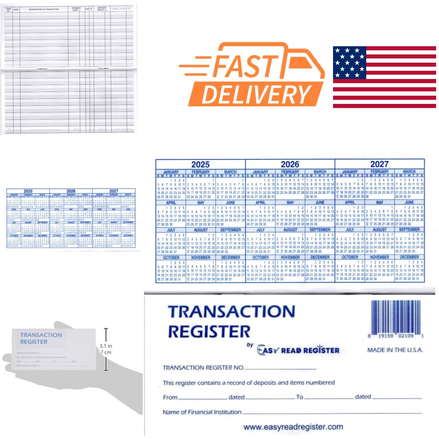 Transaction Registers for Checkbooks 12 Pack with Gray Lines and Bold Headings