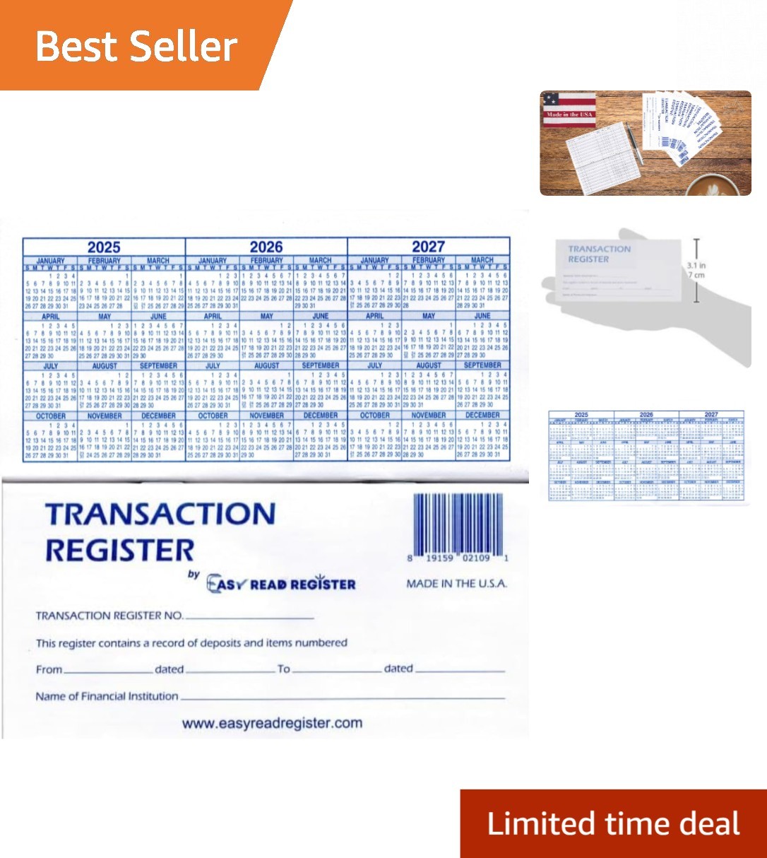 Compact 12-Pack Check Register Set – 444 Line Transaction Records & Calendars
