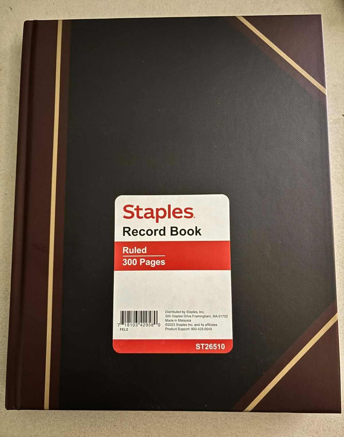 Staples Record Book, 300 Pages, Black (18658/26510)