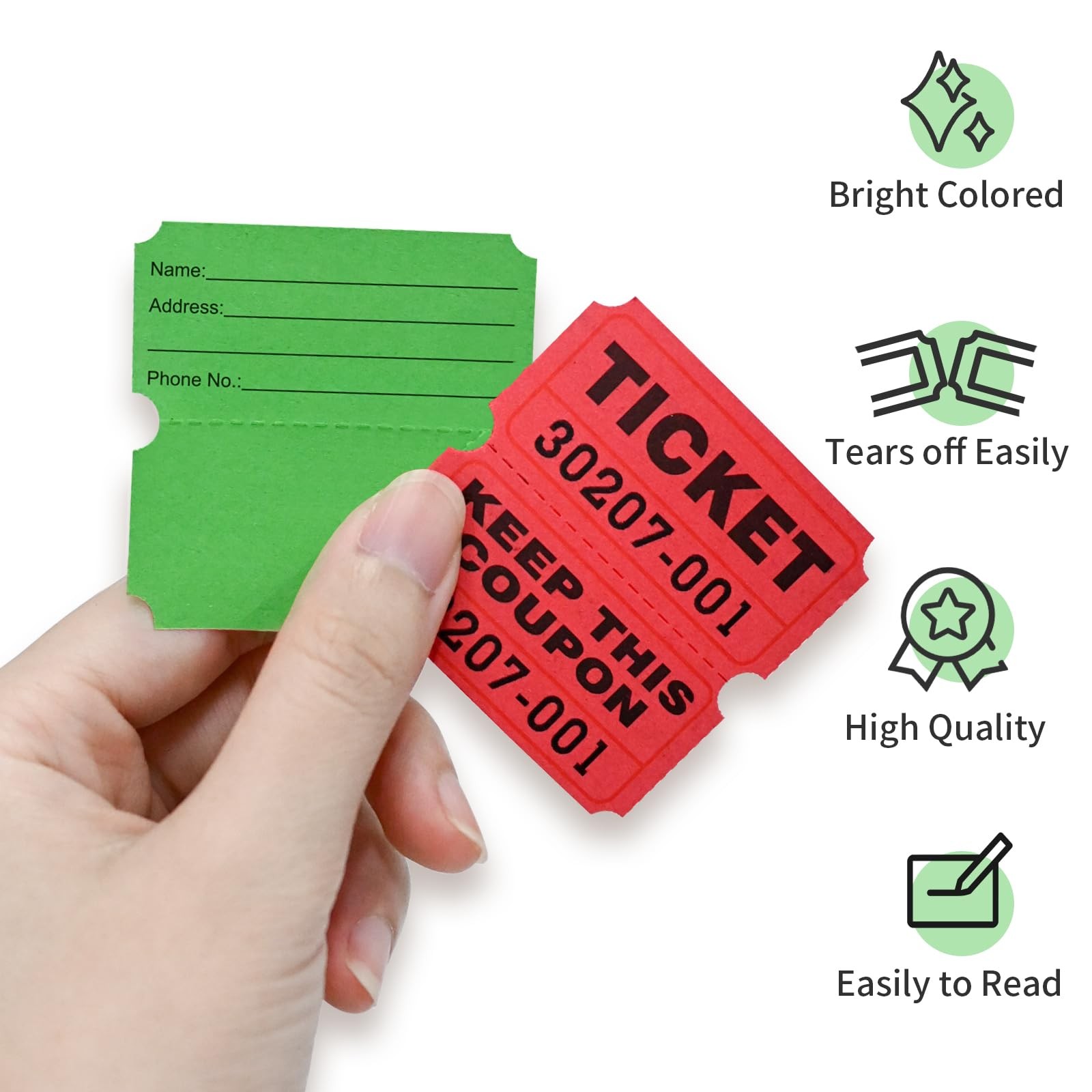 L LIKED 4000Pcs (2000 Pairs) Raffle 4.5″ x x 6″, 2000-red and Green