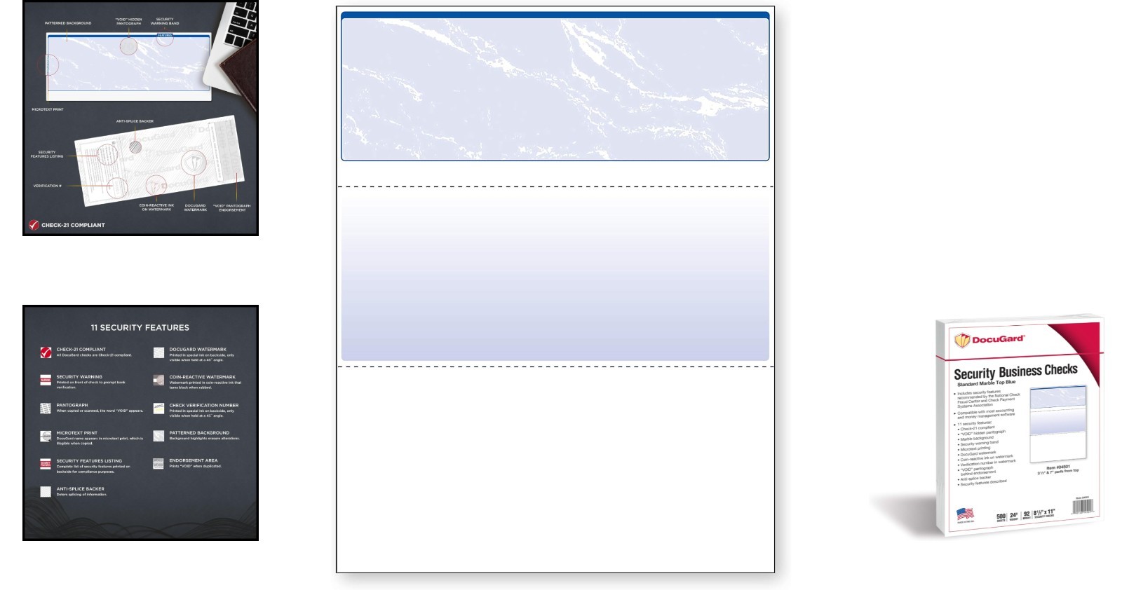 Biodegradable High Security Blue Checks – 500 Sheets with 11 Protection Features