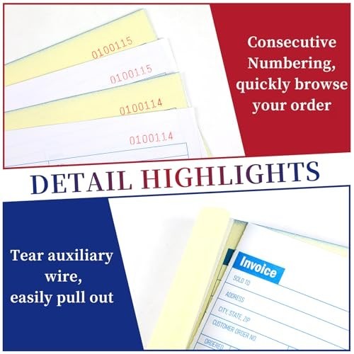 9 Pad Invoice Book for Small Business – 2-Part Carbonless Receipt & Work Order,