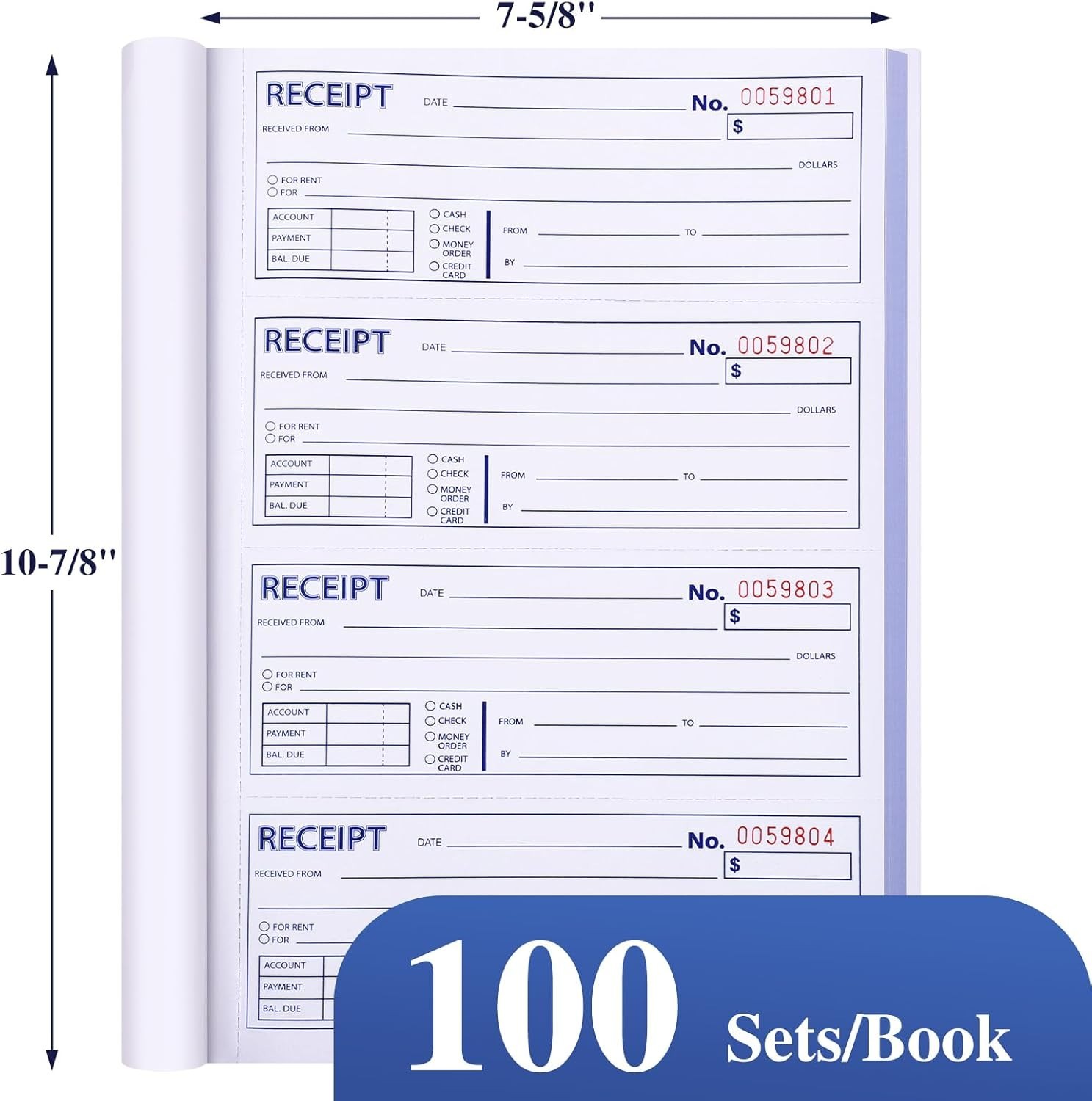 6 Pack Carbonless Receipt Books – 3-Part White, Yellow, Pink for Easy Tracking