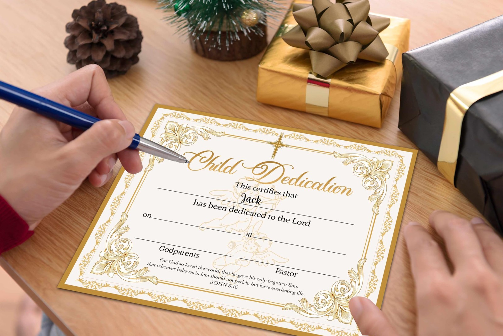 Child Dedication Certificate, Vintage Golden Certificates of Baby…
