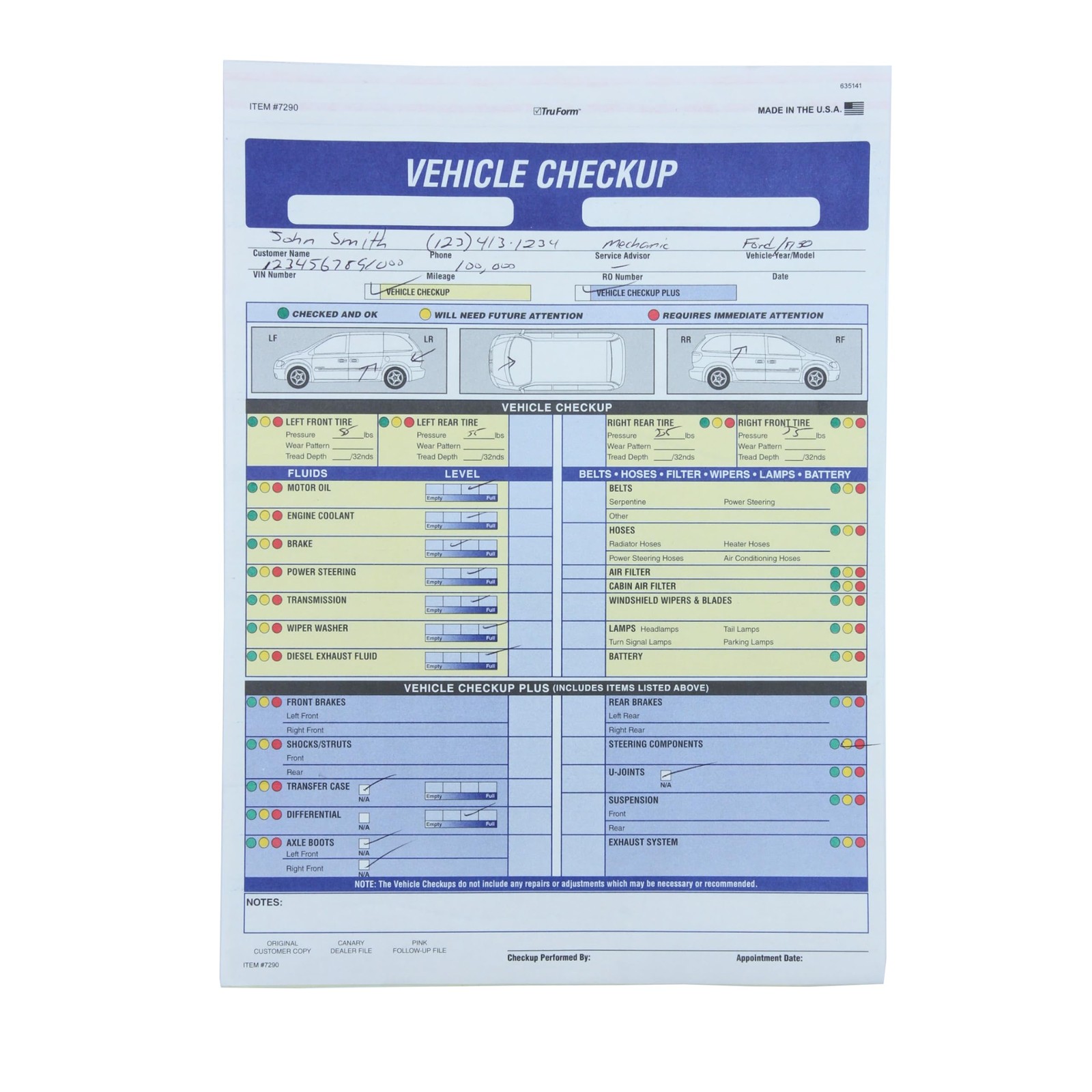 SSWBasics 17/27 Point Vehicle Inspection Form – 8 1/2?H x 11?W 8 1/2ʺH x 11ʺW