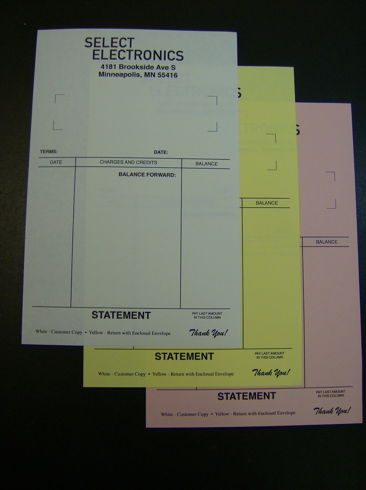 Printed NCR Forms, 3-Part Carbonless 8.5″ x 5.5″ Custom Business Sets, black ink