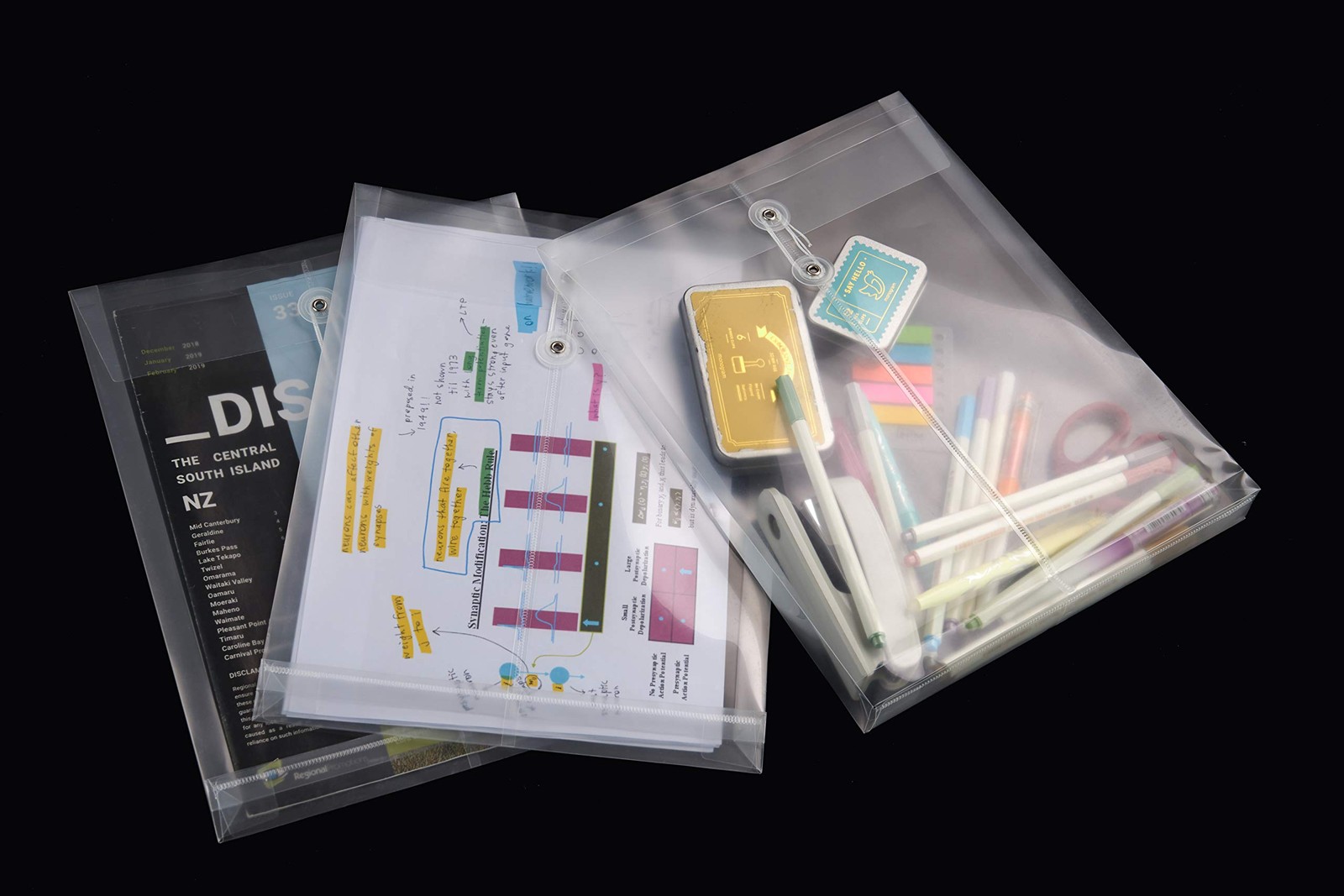 JIZISO 12 Pack Clear Plastic Envelopes Poly Expandable Transparent