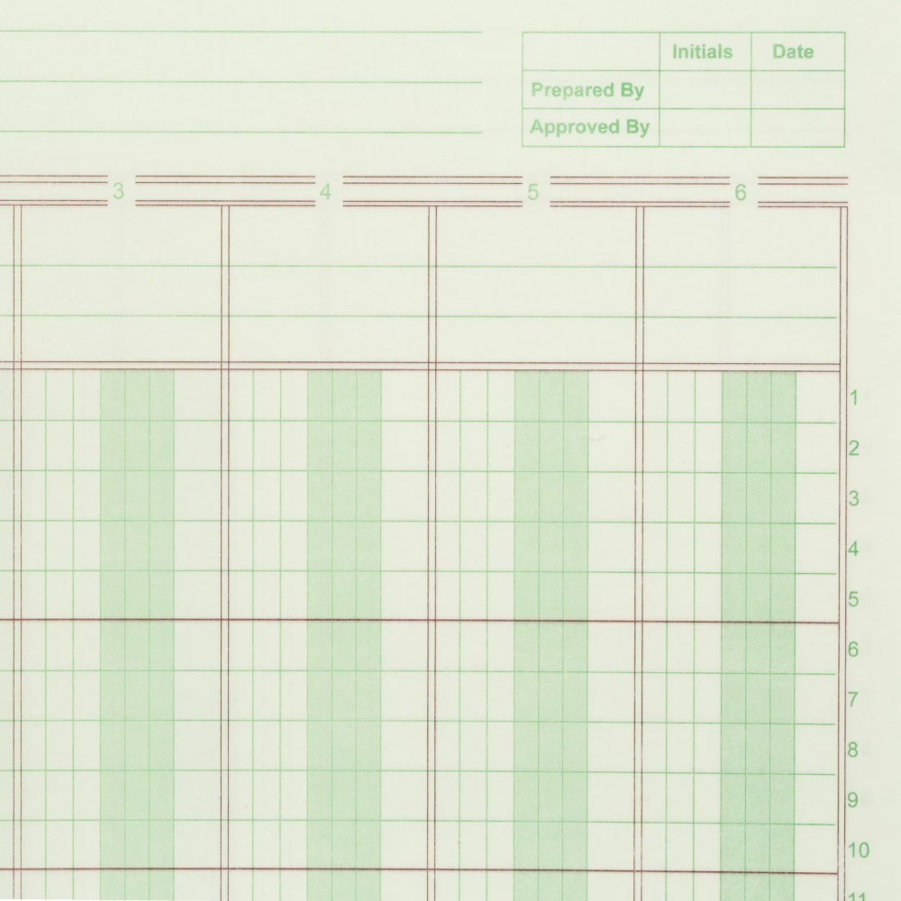 Columnar Ledger Pad 6 Columns 8.5 x 11 Letter Size 50 Sheets