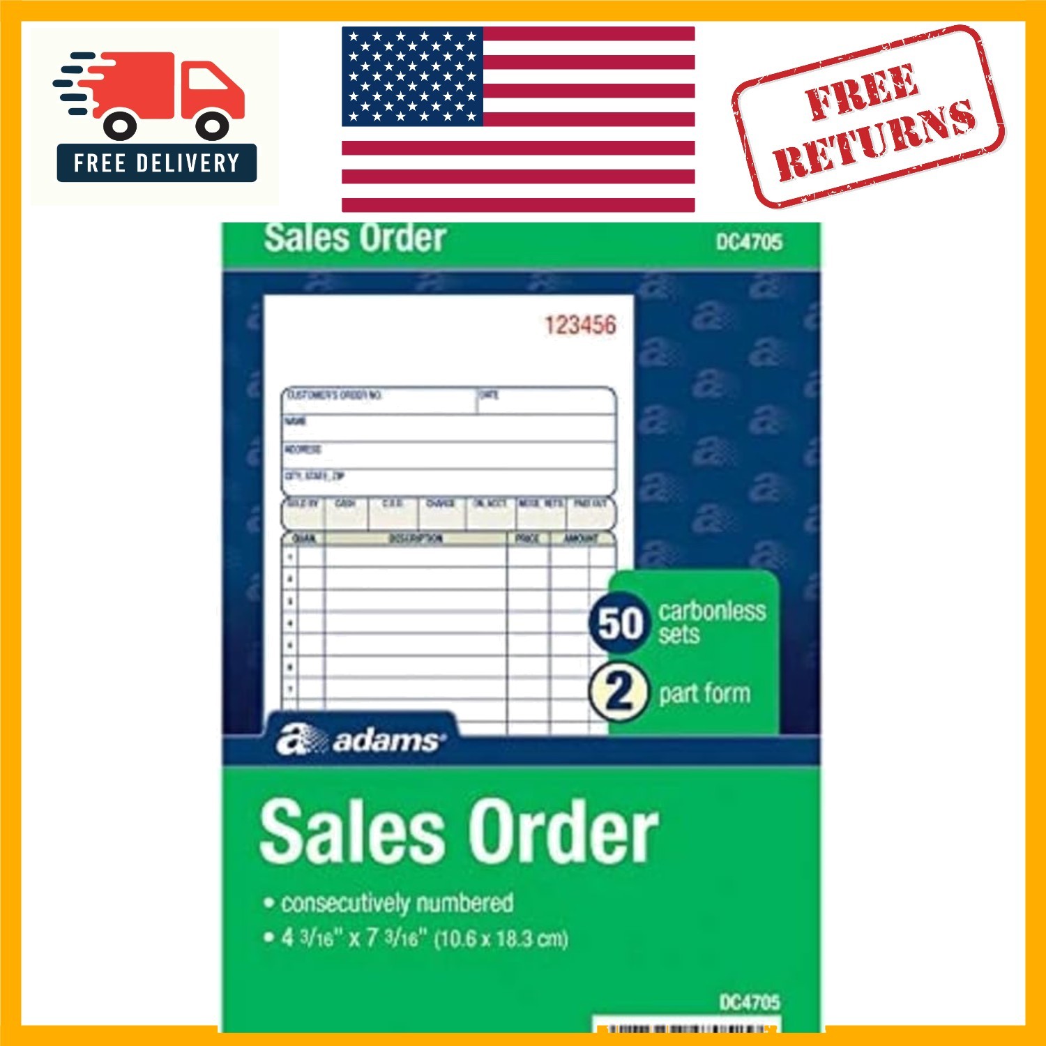 Efficient Sales Order Books – 50 Sets, Wraparound Cover, 3 Pack Carbonless