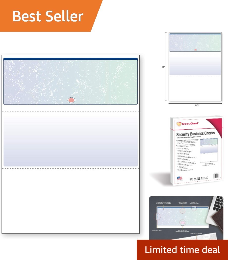 High Security Check Paper – 500 Blue/Green Business Checks for QuickBooks & More