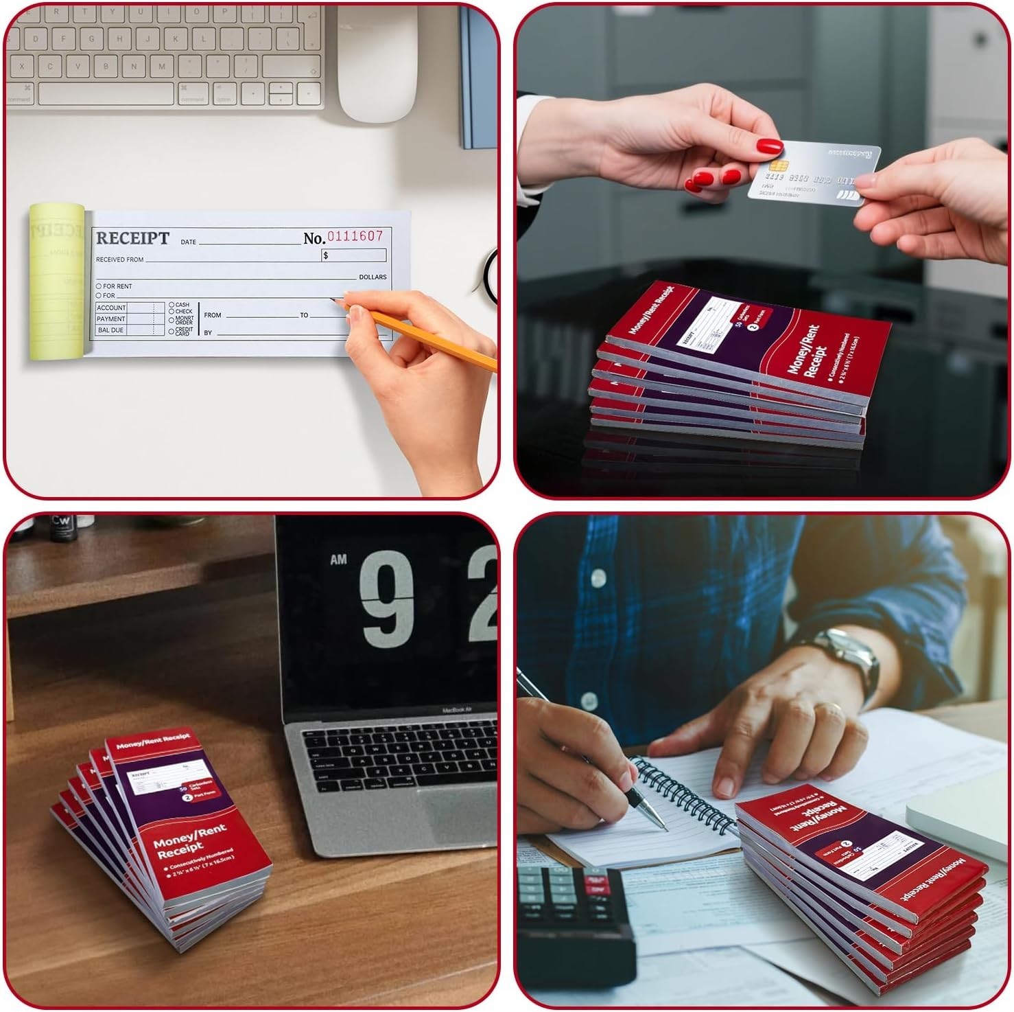 6-Pack Carbonless Receipt Book for Small Business – Money & Rent Receipts, 2-…