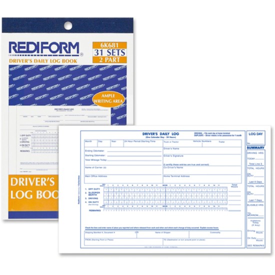 Rediform S5031NCL Carbonless 2-Part Driver’s Daily Log Book 31 Forms