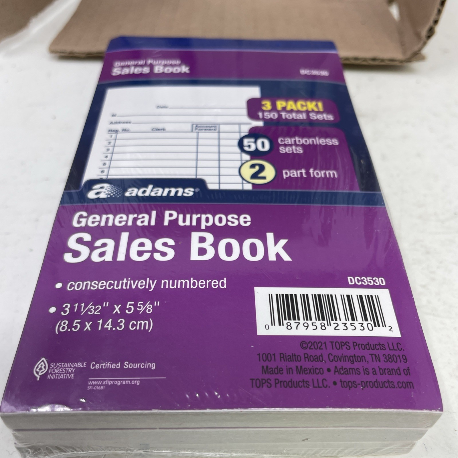 Case of 18 Adams General Purpose Sales Book Carbonless 2-Part White New