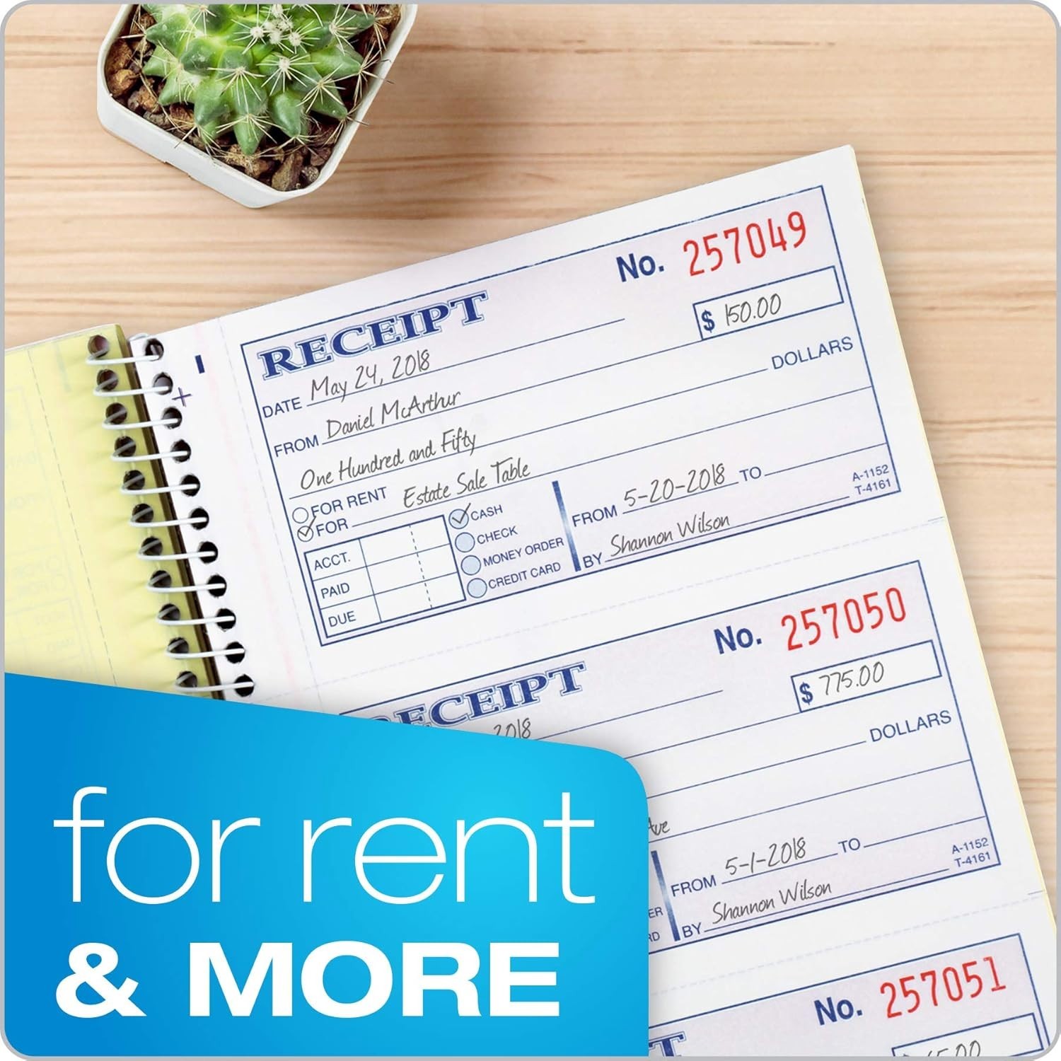 Professional 2-Part Receipt Book with Spiral Bound Pages for Quick Tracking