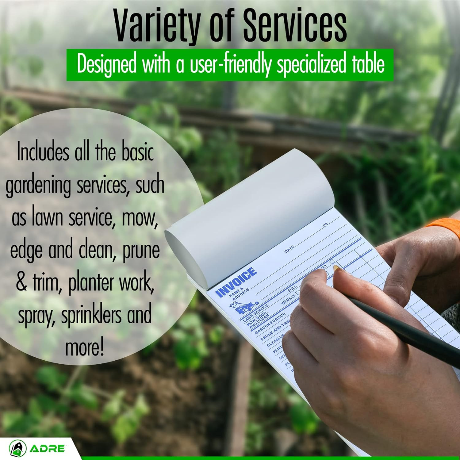 Professional Garden Service Invoice Book 50 Sets Includes Copy Invoice 100 Pages