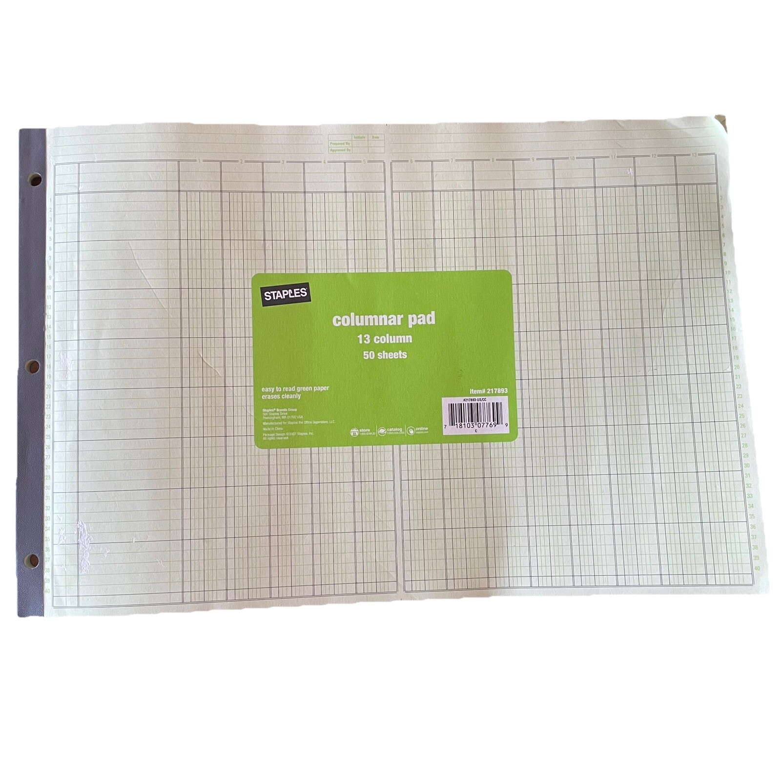 Staples 217893 Columnar Pads 13 Columns 11″X 16 5/16″