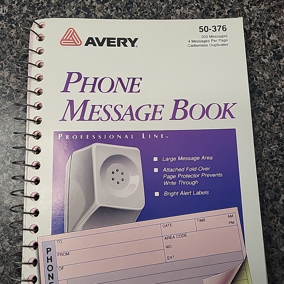 VINTAGE Avery Phone Message Book 50-376 Office Business Telephone Secretary