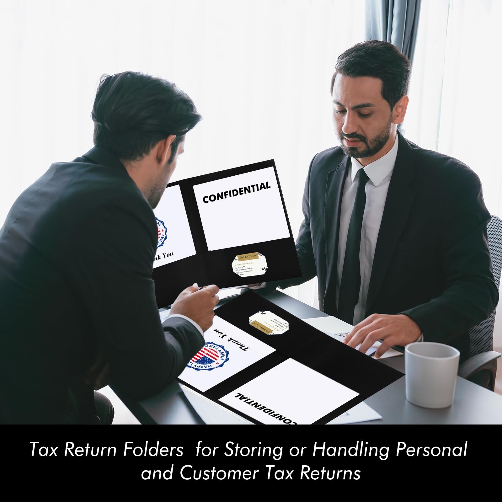 20 Pcs Tax Return Folders Bulk – Letter Size 2 Pocket Folders with Gold Print…