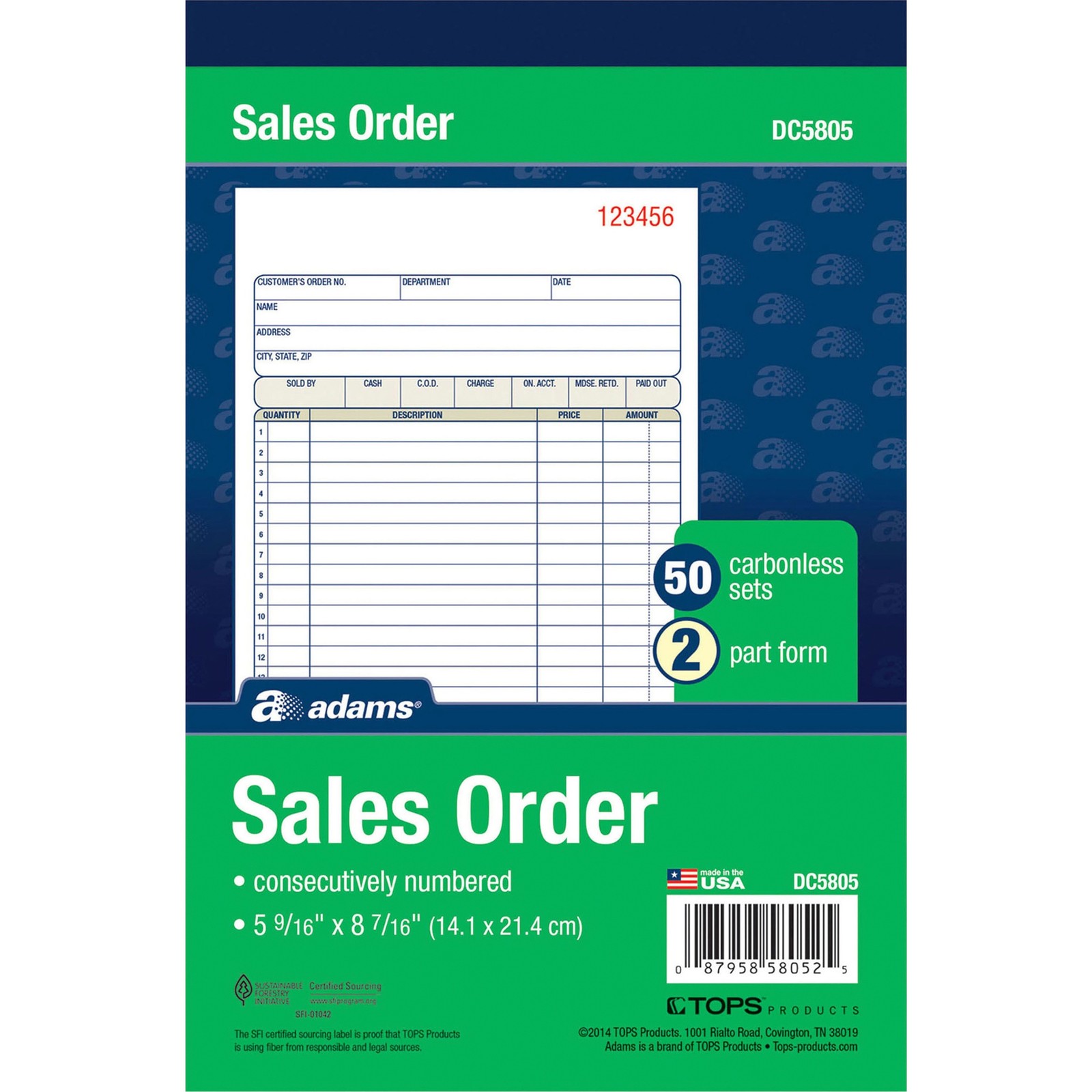Adams DC5805 Carbonless Sales Order Books 50 Sheets 2 Part