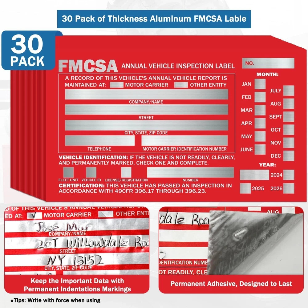 30Pack DOT Annual Vehicle Inspection Forms and Stickers,30-Pk 3-Ply Vehicle Insp