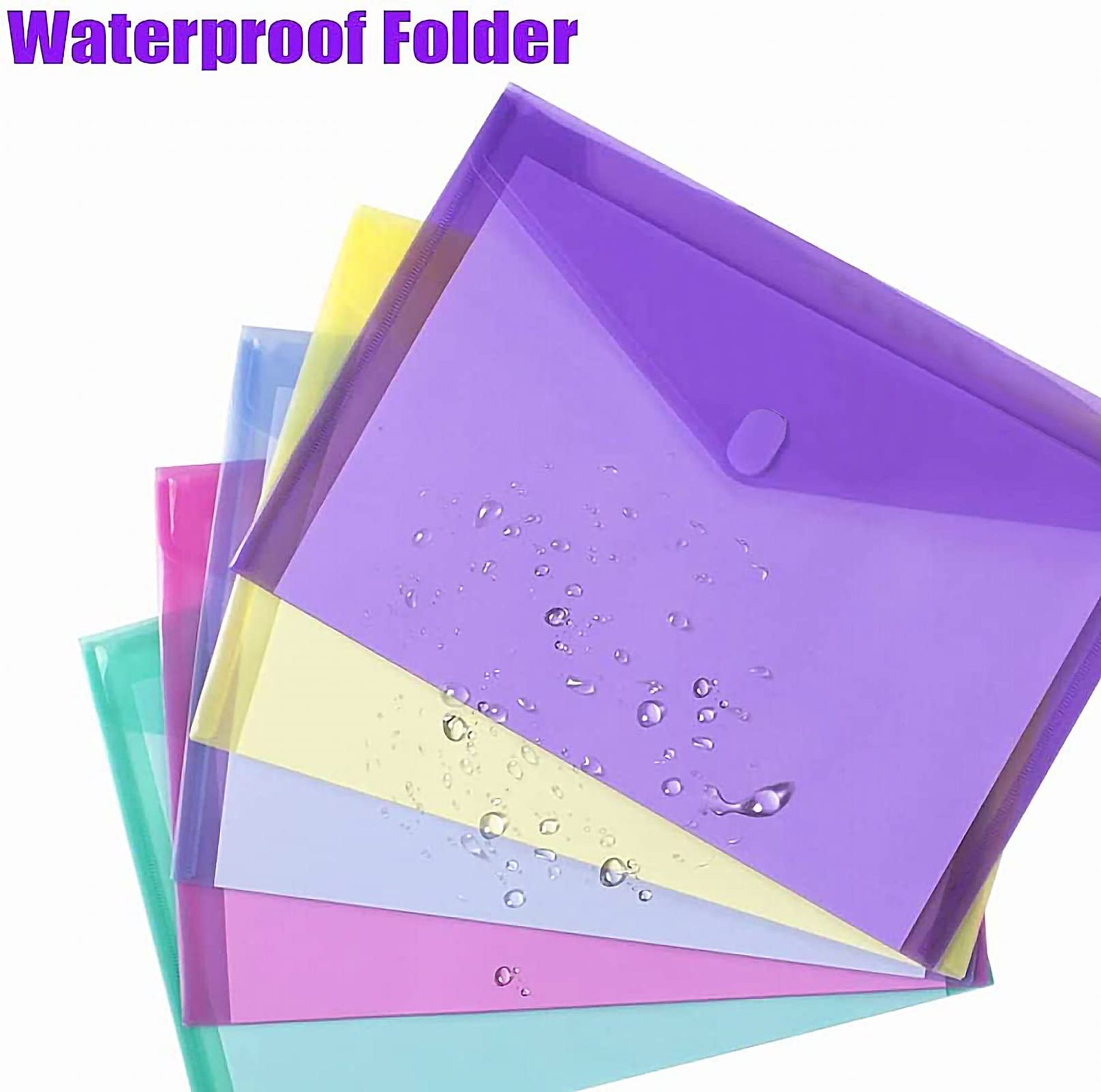 Sooez 12 Pack Plastic Envelopes File letter/a4/legal Sise, Assorted Colored