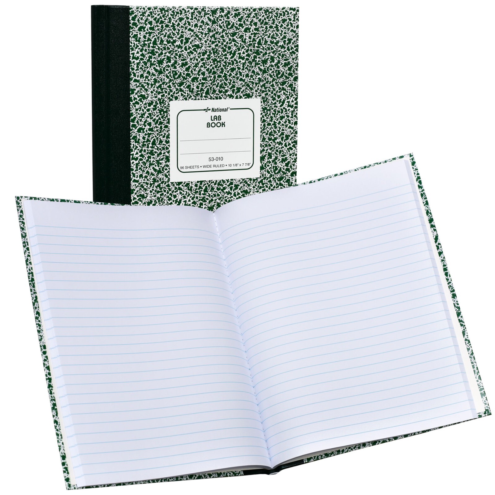 National 53-010 Lab Book, 10-1/8 x 7-7/8″, 96 Sheets, Wide Ruled