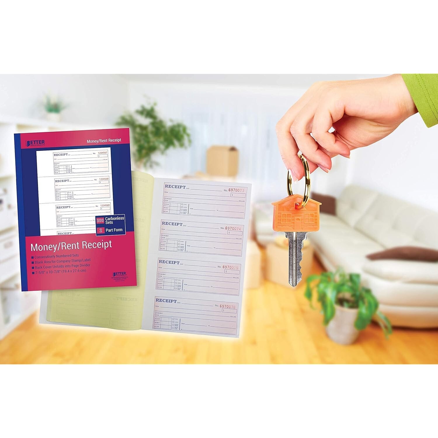 Cash and Rent Receipt Books 4 Pack 2-Part Carbonless 800 Sets Total