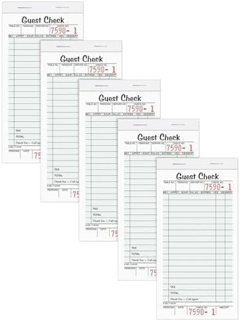 Adams Guest Check Pads, Single Part, Perforated, White, 3-2/5″ x 6-3/4 “, 50
