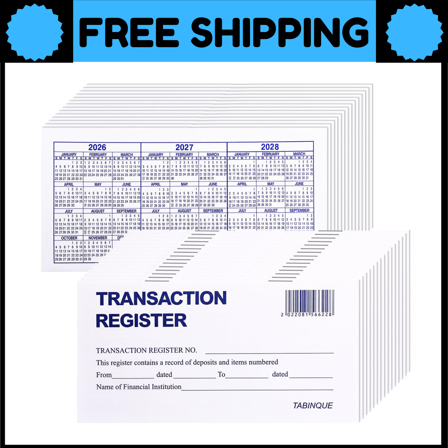 24 PCS Check Registers for Personal Checkbook, Easy to Read Checkbook Register