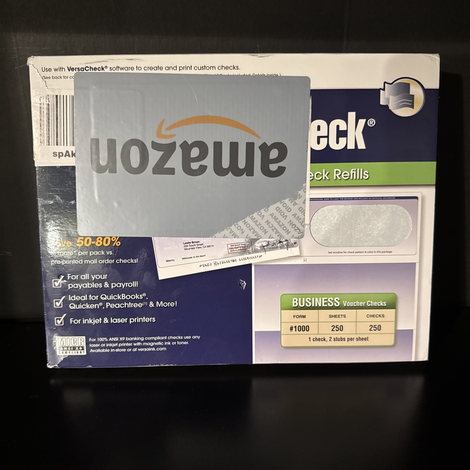 VersaCheck Secure Checks – 250 Blank Business Voucher Checks – Green Classic