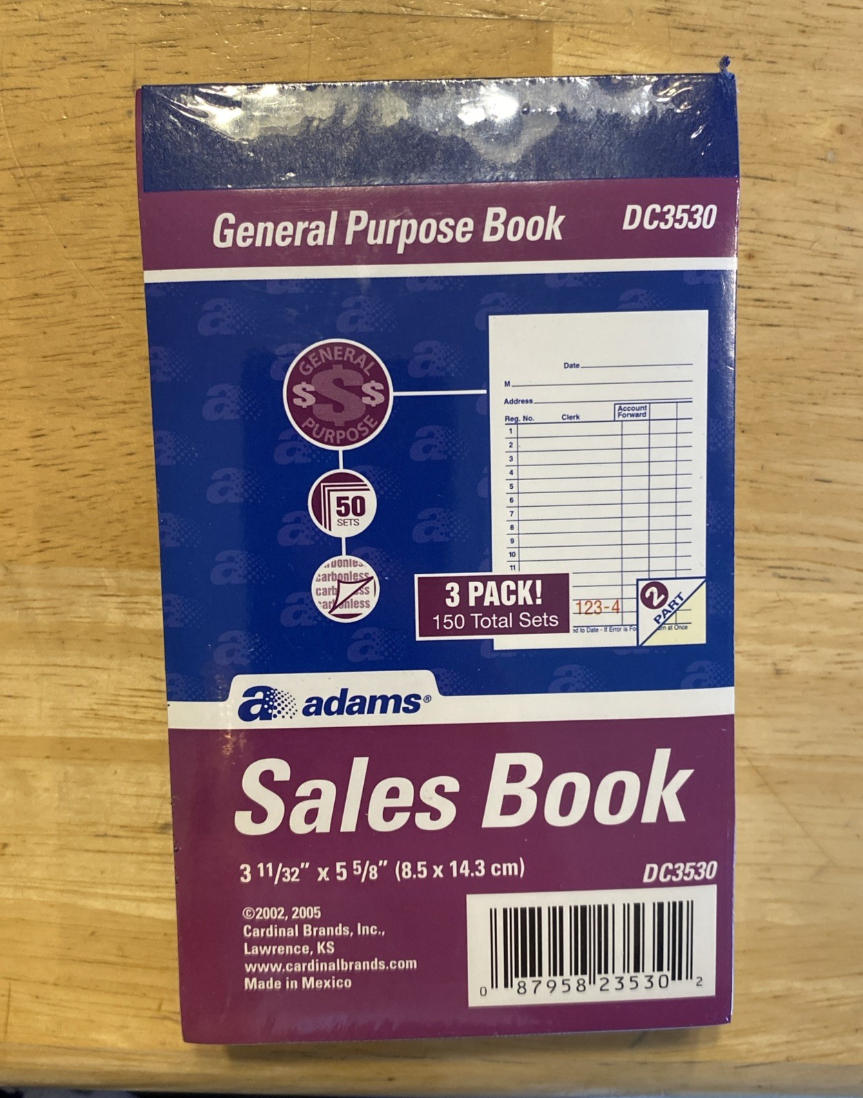 Adams General Purpose Sales Book, 2-Part, 3 Count (Pack of 1), White/Canary
