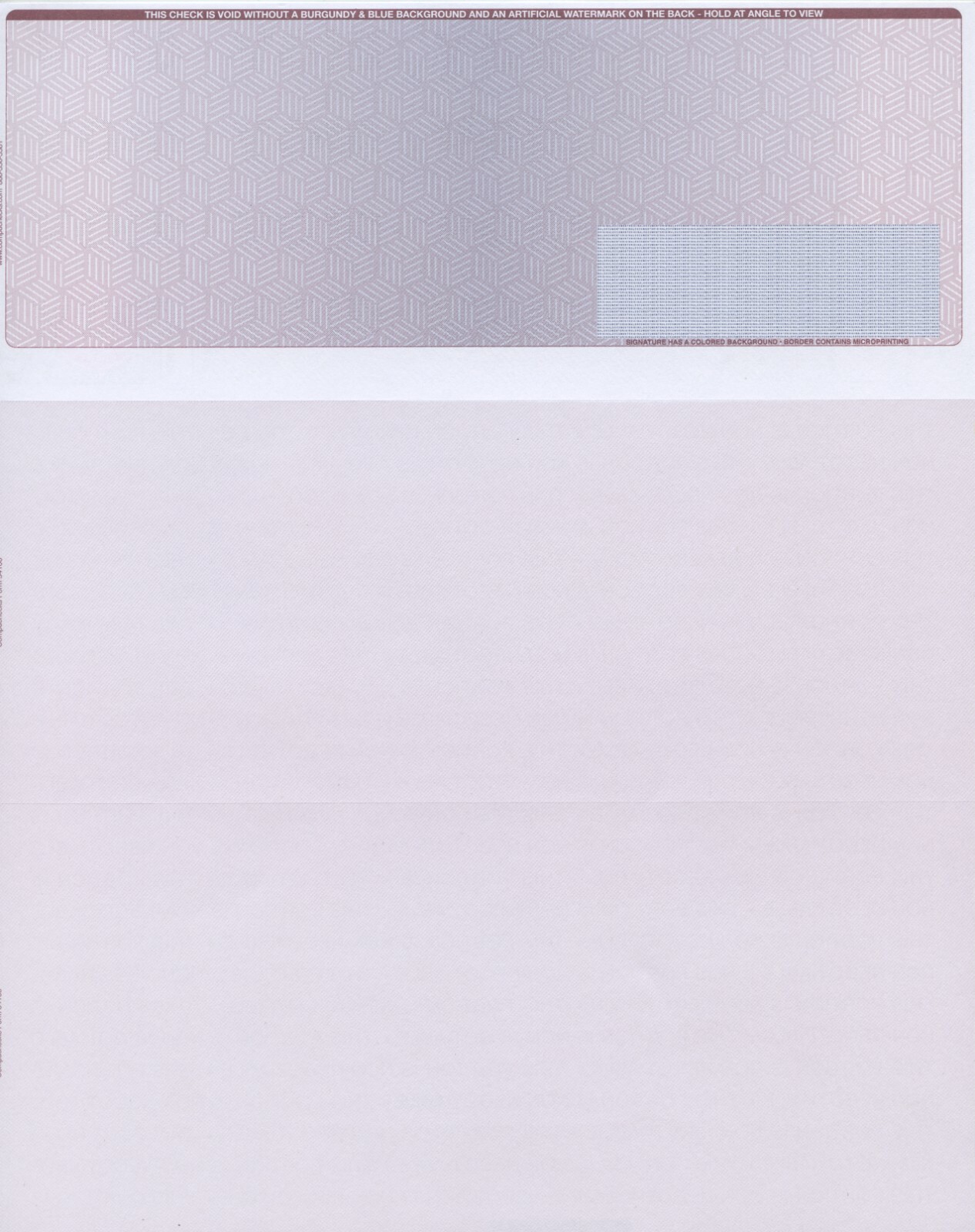 2000 Blank Check Stock Paper – Check on Top – burgu/blue Cubed – “High Security