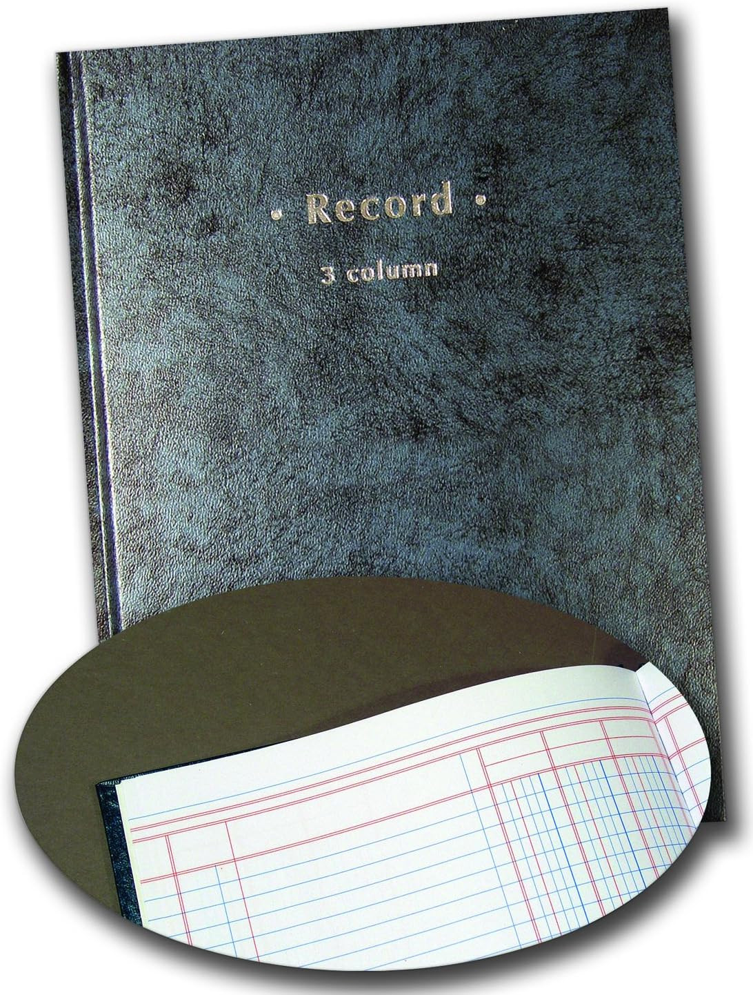 Columnar Book, 3‑Column Accounting Ledger, Blue Hardbound Record Book, 40 Number